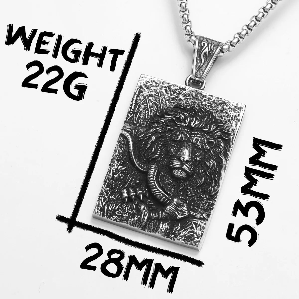 Double Sided Lion Head Men Necklaces Stainless Steel Pendant Chain Dog Tag Vintage Punk Jewelry Male Biker Accessories