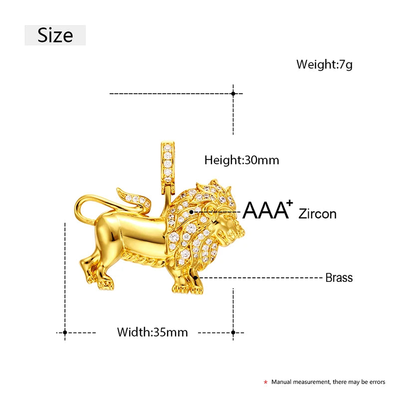 Iced Out Lion Rope Chain Pendant