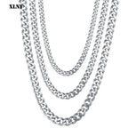 3/5/7/9/11mm Men's Silver Color Necklace Stainless Steel Cuban Link Chain for Mens Womens Basic Black Gold Tone Chokers