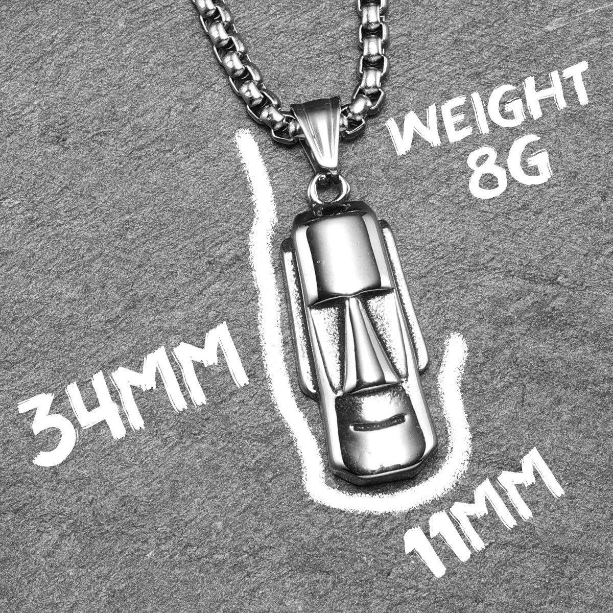 Moai Statue Pendant Necklace — Stainless Steel