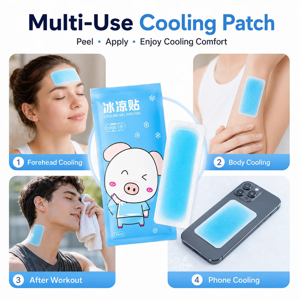 Cooling Gel Ice Sticker 10H Disposable Non Woven Patch for Summer Outdoor Camping Hiking Heat Relief Body Cooling Care