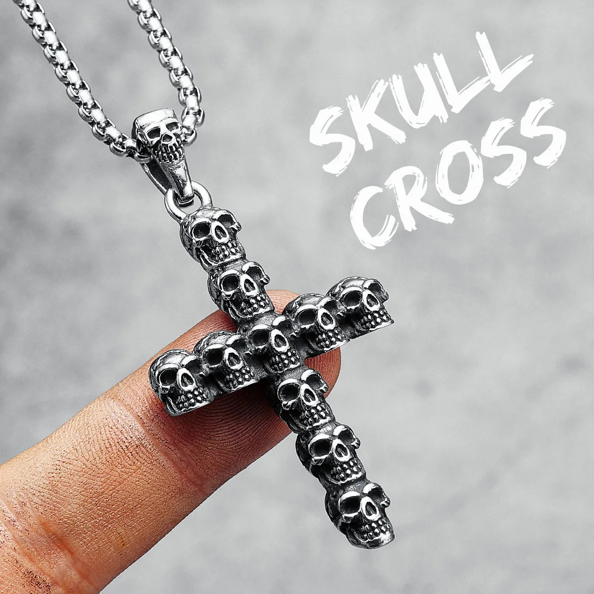 Skull Cross Pendant Necklace — 316L Stainless