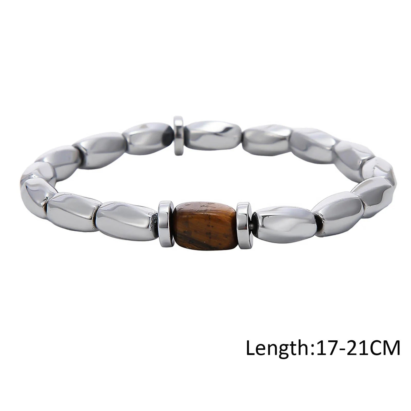 Silver Tiger Eye Stone Beaded Bracelet