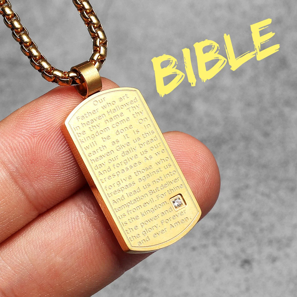 Bible Gemstone Pendant — Stainless Steel