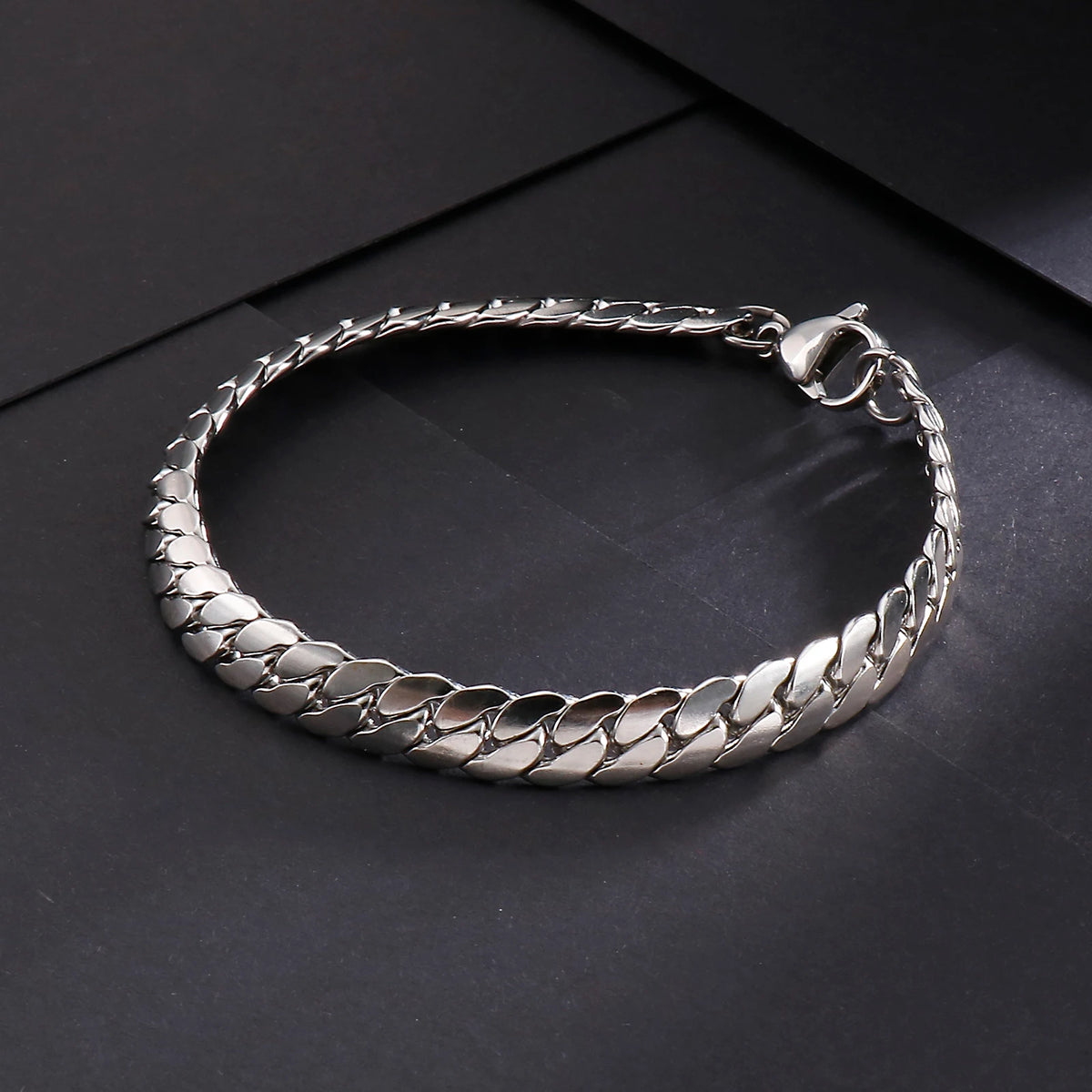 4/5/7mm Snake Chain Shiny Polished Link Couple Bracelet Simple Stainless Steel Trend Jewelry Gifts Multiple Sizes