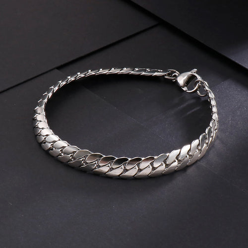 4/5/7mm Snake Chain Shiny Polished Link Couple Bracelet Simple Stainless Steel Trend Jewelry Gifts Multiple Sizes