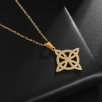 Witchcraft Witch Knot Necklace Irish Trinity Knot Triple Spiral Pendant Stainless Steel Ankh Cross Pentagram Amulet Jewelry