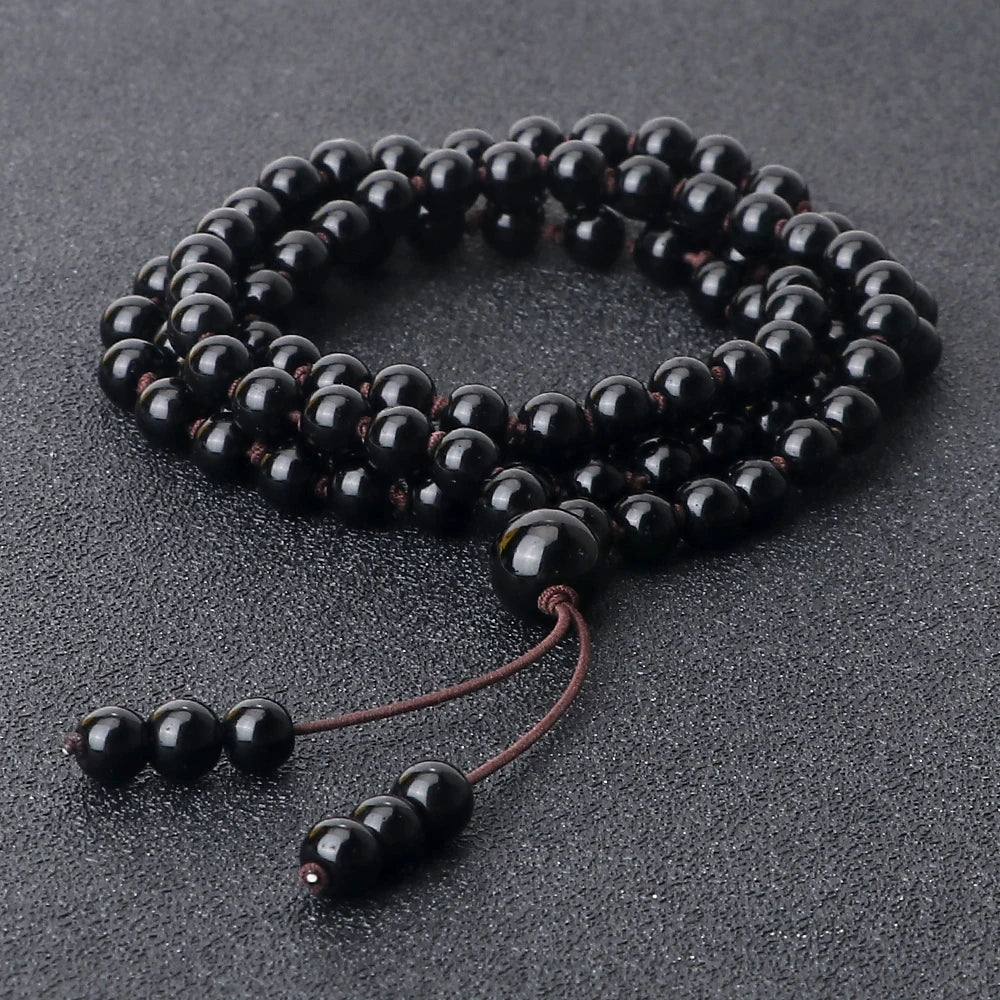 108 Black Lava Onyx Stone Beaded Prayer Bracelet & Necklace For Men Women 6mm Natural Stone Bracelet Charm Jewelry Gift