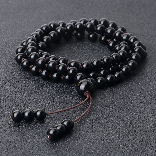 108 Black Lava Onyx Stone Beaded Prayer Bracelet & Necklace For Men Women 6mm Natural Stone Bracelet Charm Jewelry Gift