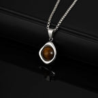 Tiger Eye Stone Stainless Steel Pendant Necklace