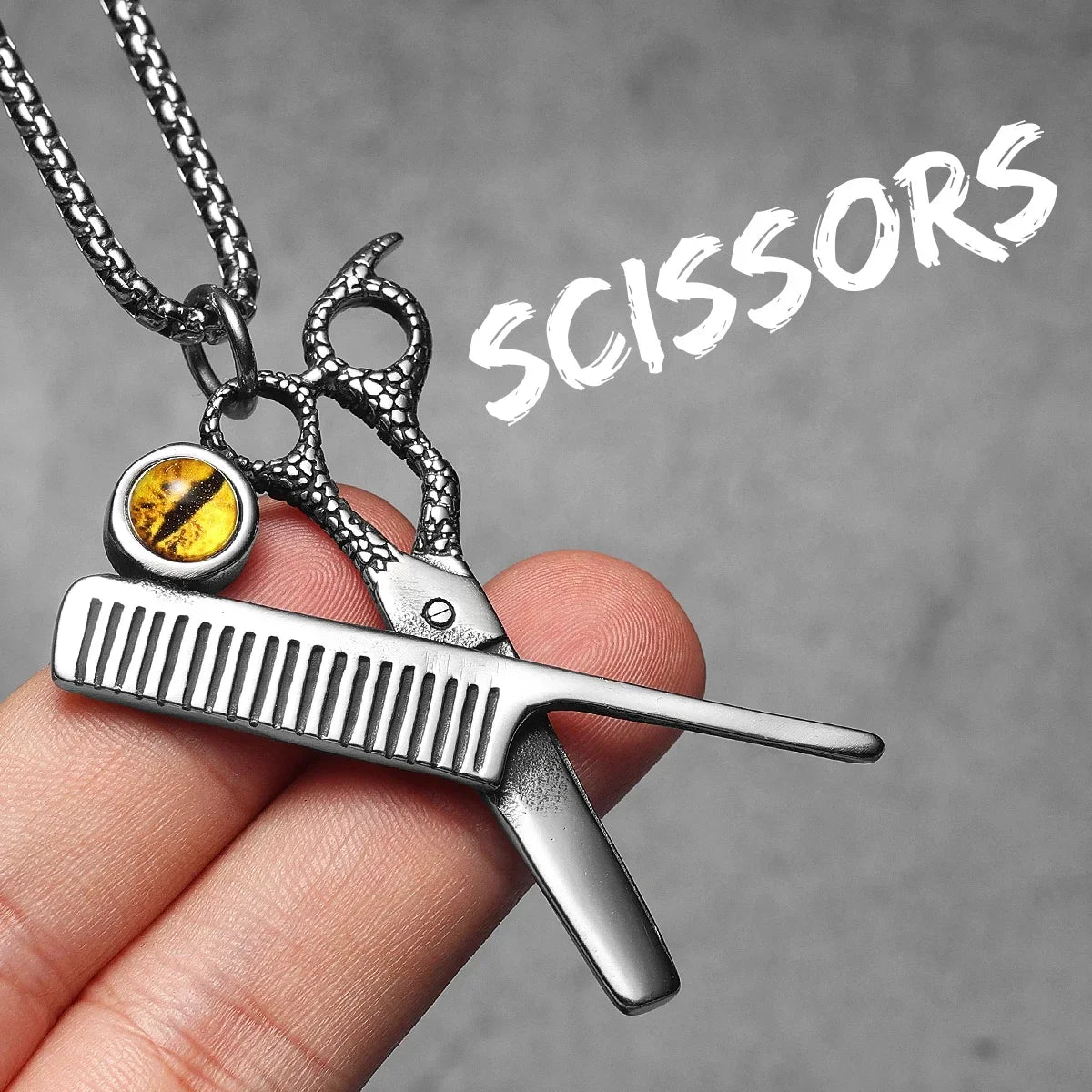 Barber Tools Pendant Necklace — Stainless Steel