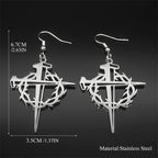 Jesus Crown Thorns Silver Earrings Drop Christian