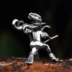Movie 316L Stainless Steel Witch On Broomstick Halloween Charm Pendants For Jewelry Making Magician Pendants Charm