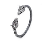 Viking Double Wolf Head Bracelet — Stainless