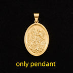 Catholic Saint Michael Round Pendant — Gold-Tone Metal