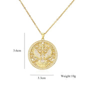 Stainless Steel Cross with Eagle Metal Necklace Hollow Out Flower of Life Golden Color Round Pendant Clothes Accessory