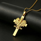 Poland Eagle Cross Necklace Golden Plated Stainless Steel Pendant Necklaces For Men Women Patriotic Jewelry 2026 Trendy