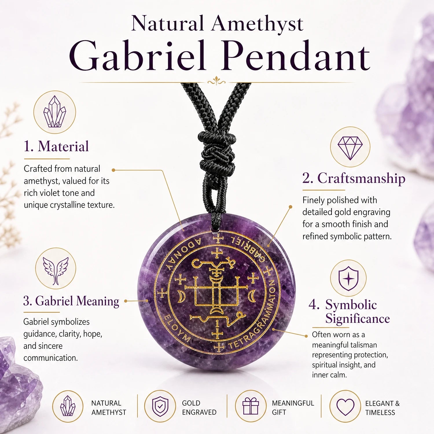 Iced Out Archangel Gabriel Pendant Necklace 30mm