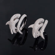 Iced Out D Color Moissanite Shark Men Ring Silver Hiphop Rock Party Rings White Pass Tester