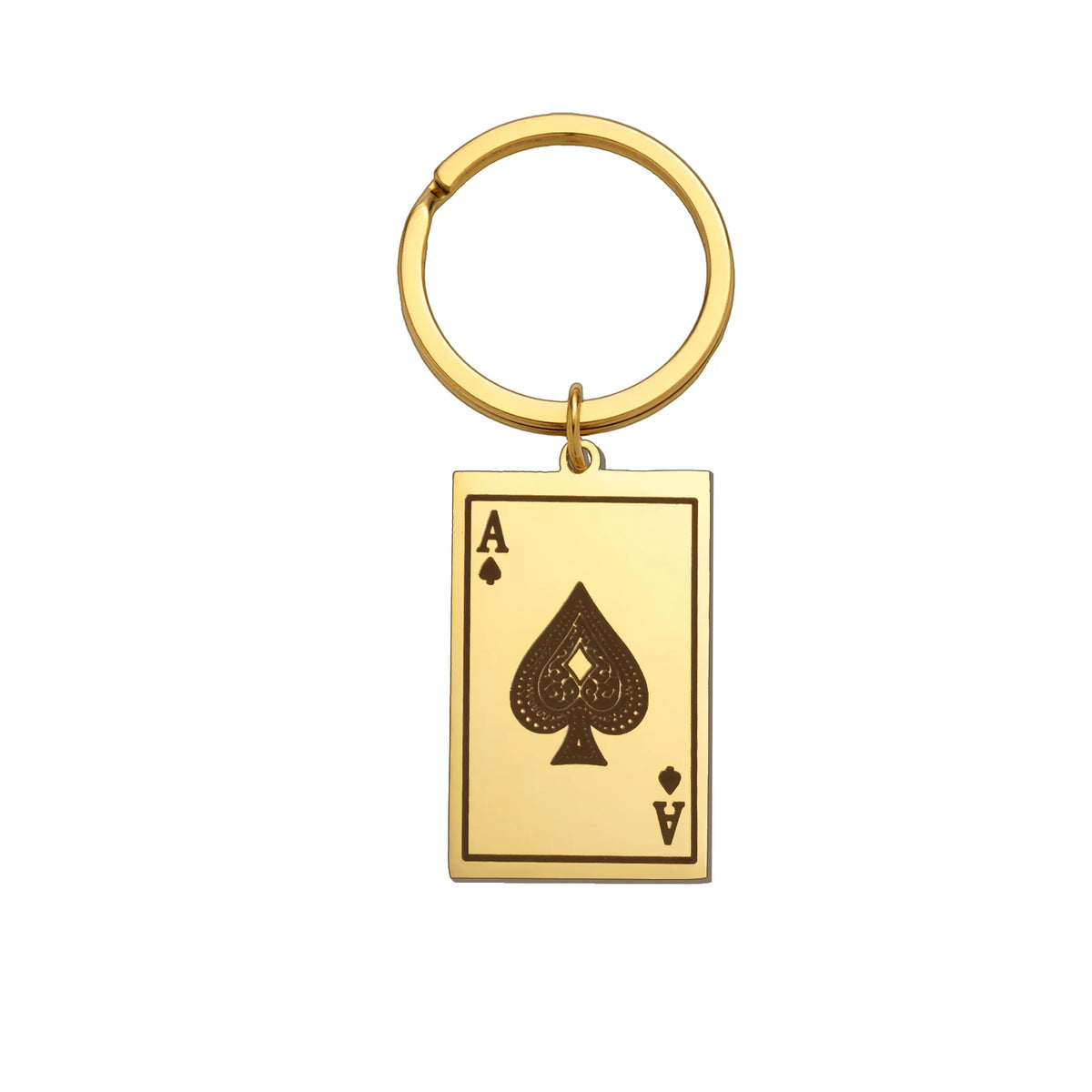 Cazador Stainless Steel Poker Card Ace of Spades Keychain Bag Car Keyrings for Women Men Jewelry Lucky Gift Birthday Wholesale