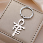 LIKGREAT Eye of Horus Keychain Ancient Egypt Ankh Cross Keyring for Women Men Stainless Steel Talisman Cross Jewelry