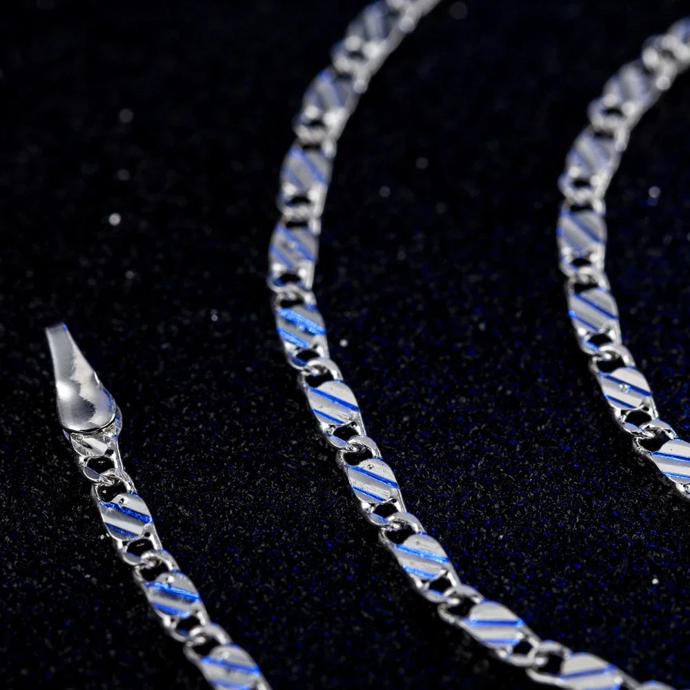 New 925 Sterling Silver fine 2MM flat Clavicle chains Necklaces for Men Women wedding party Jewelry Christmas gifts 40-75cm