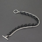 Stainless Steel Cuban Chain Bracelet For Men OT Buckle Double Layer Link Braslet Bangle Casual Accessories Pulseria Hombre Joias