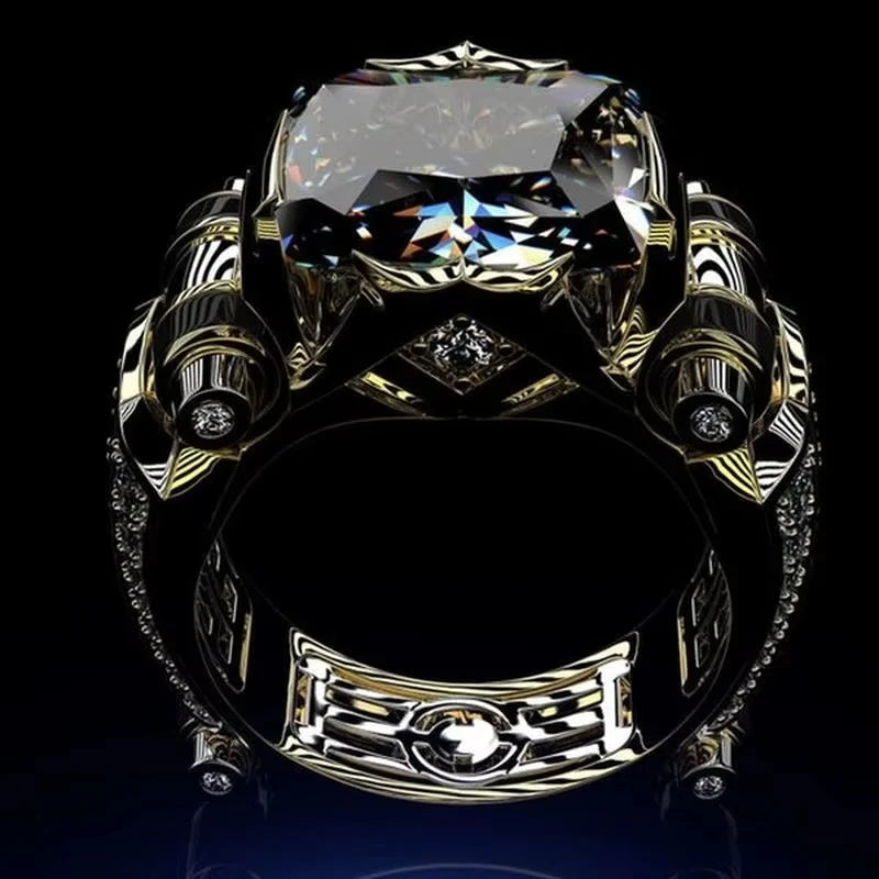 Square Large Zircon Ring — Stainless Steel