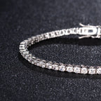 LUXUKISSKIDS Fashion 3MM Zirconia Tennis Braclets Gothic Men/Woman's Bracelet 4 Claw AAA White Black Shiny Stone Steel