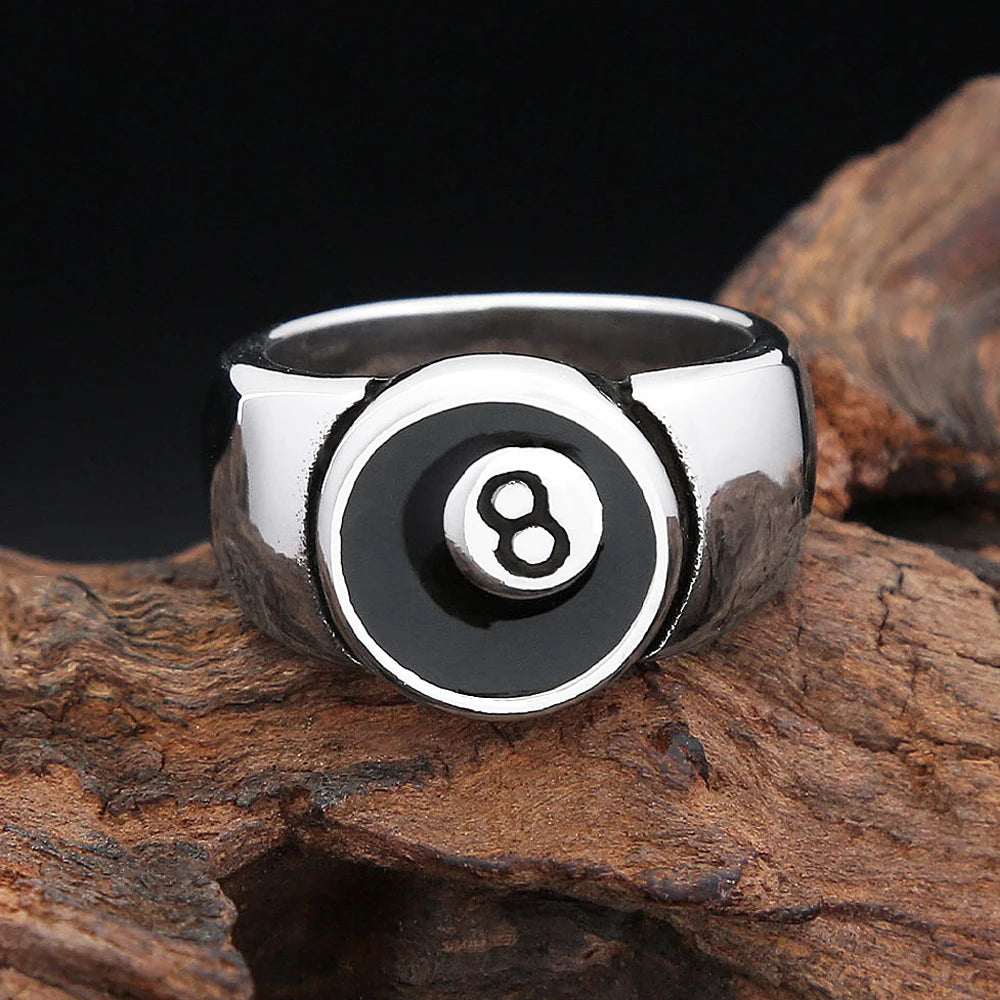 Black Ring Punk Number Rock Eight Billiard Ball