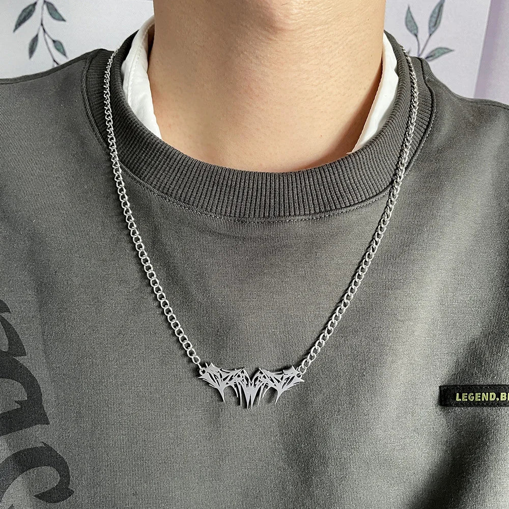 Thorns Bat Pendant Necklace — Stainless Steel