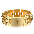 HNSP 24MM Width 316L Stainless Steel Cuban Chain Cross Bracelet For Men Jewelry Male Hand Chain Wrap Bracelets Punk