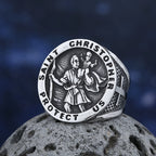 St. Christopher Polished Cross Ring — 316L Stainless Steel