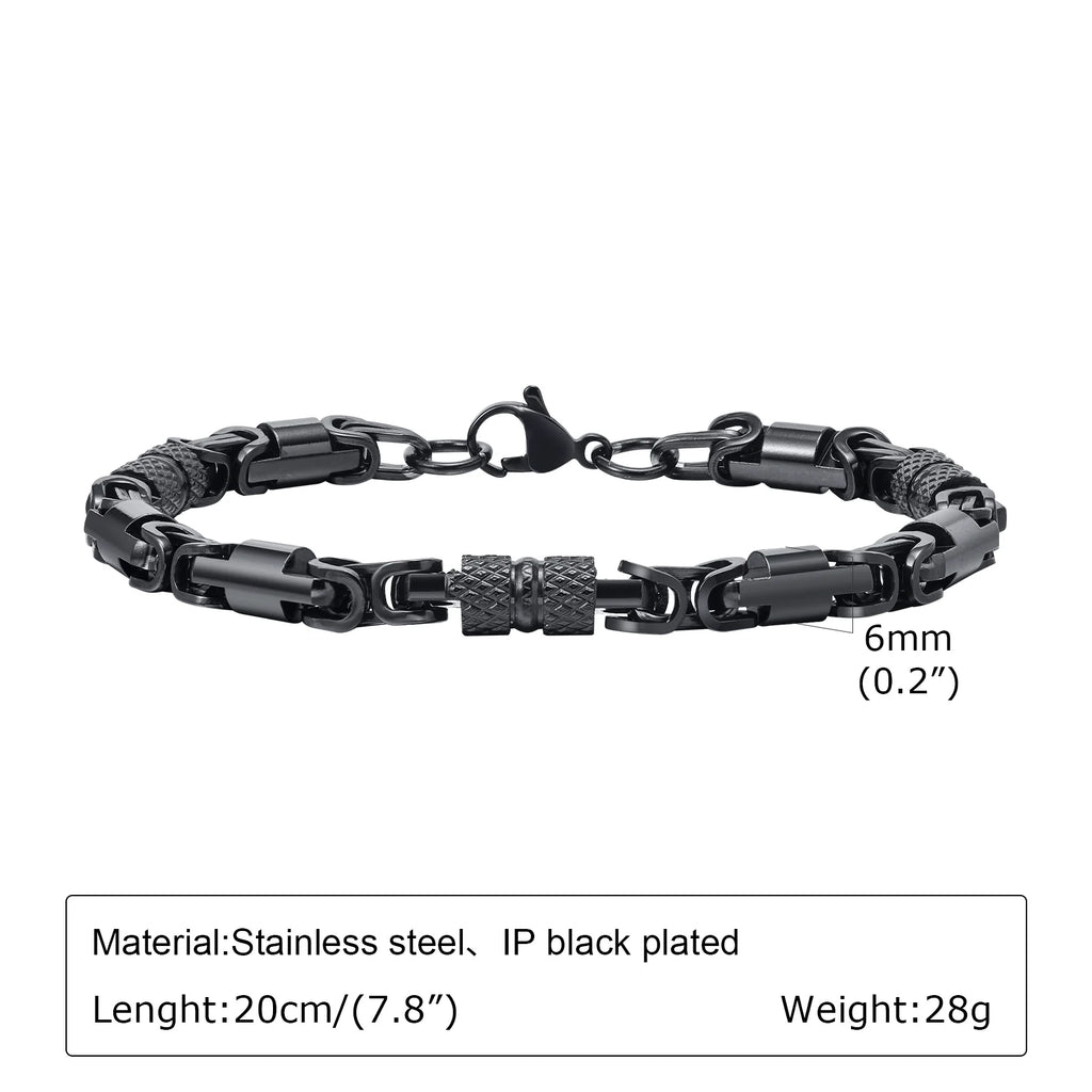 Punk Byzantine Bracelets for Men Boys,Stainless Steel Handmade Links Bracelet,Stylish Casual Jewelry Gifts