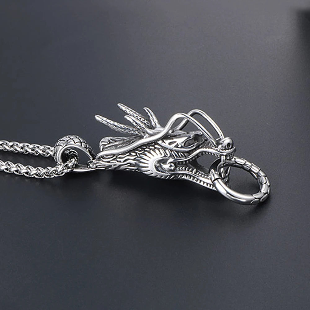 Dragon Head Pendant Necklace — Stainless Steel