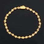 Gold Iced Out Bead Bracelet 18K Round 4MM