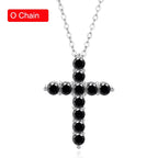 Serenity 3mm 4mm 5mm Black Moissanite Cross Pendant Necklace For Women Men 100% S925 Sterling Silver Jesus Neck Chain