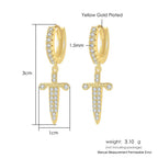Iced Out Ankh Dangle Hoop Earrings CZ