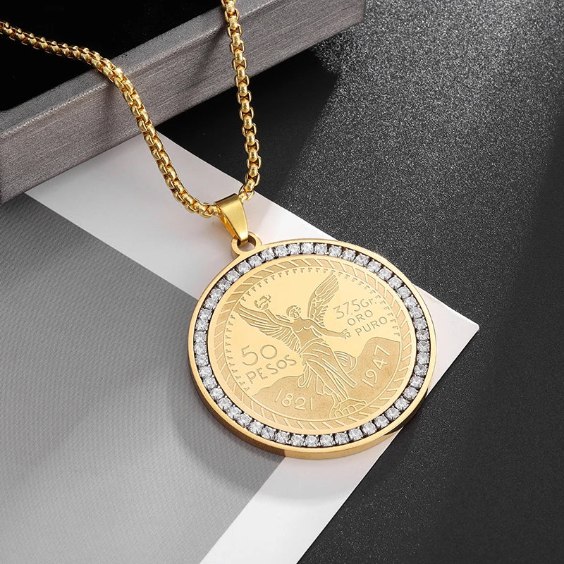 New Gold Color Crucifix Image Men\\'s Pendant Christ Miami Cuban Religious Necklace for Daily Wear Fashion Jewelry