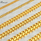 1 piece Size 3.6mm-9mm Men's Necklace Stainless Steel Cuban Link Chain Bracelet Necklace Steel Color Male Jewelry