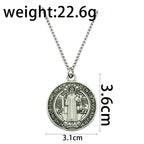 Saint Medal & Jesus Cross Pendant Necklace — Stainless Steel