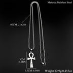Egyptian Ankh Cross Stainless Steel Pendant Necklace for Women Men Key of Life Symbol Cross Chain Necklaces Amulet