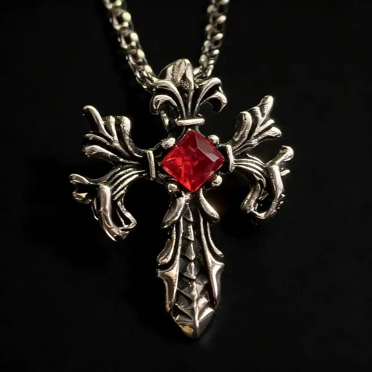 Stone Cross Pendant Necklace