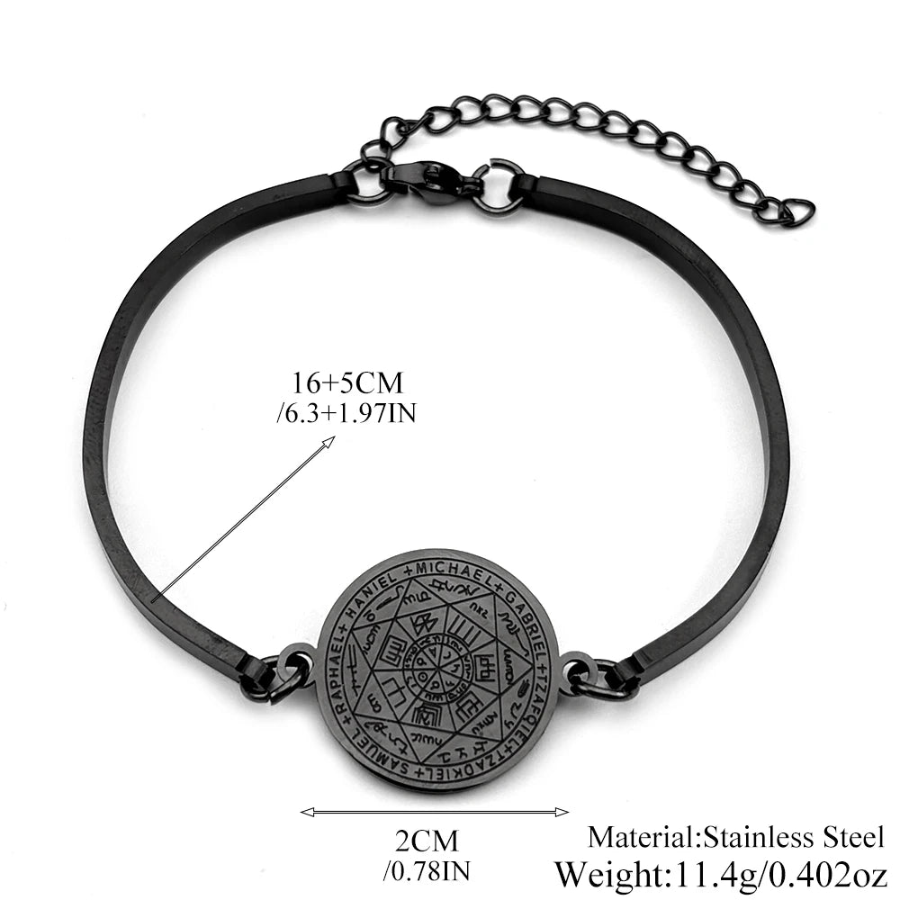 Seven Archangels Stainless Steel Bracelet for Women Men Seal of Solomon Talisman Christian Adjustable Hand Chain