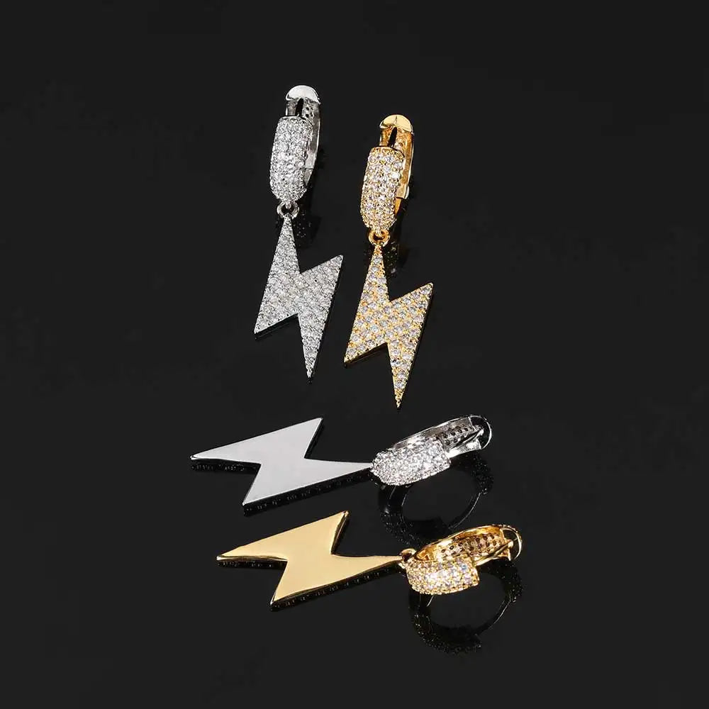 Iced Out Cross Lightning Stud Earrings