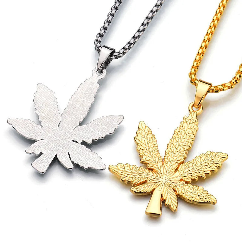 Maple Leaf Pendant Necklace — Stainless Steel