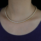 Iced Out Bling Zircon 3mm Tennis Chain Necklace 3 Prong Gold Silver Color CZ Charm Choker Women Man Hip Hop Fashion