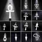 LIKGREAT Egyptian Ankh Cross Egypt Eye Pendant for Necklace Earrings Stainless Steel Eye of Horus Charms for Jewelry