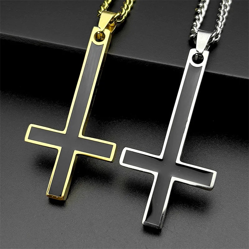 Cross Steel Pendant Upside Down Witchcraft Inverted
