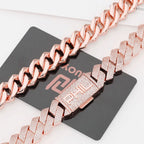 Rose Gold Cuban Chain Necklace Iced Out 15MM